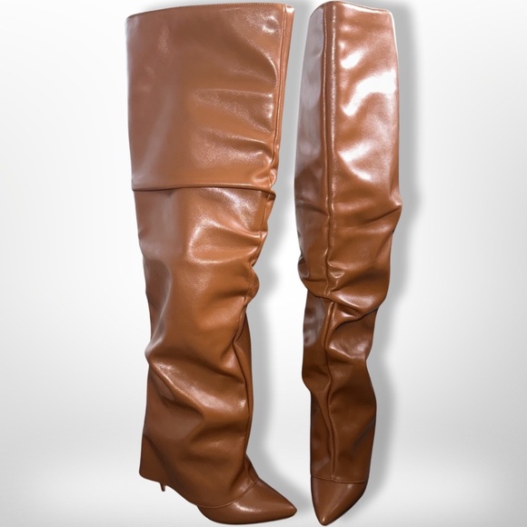 Fold over knee high boot - Picture 1 of 2